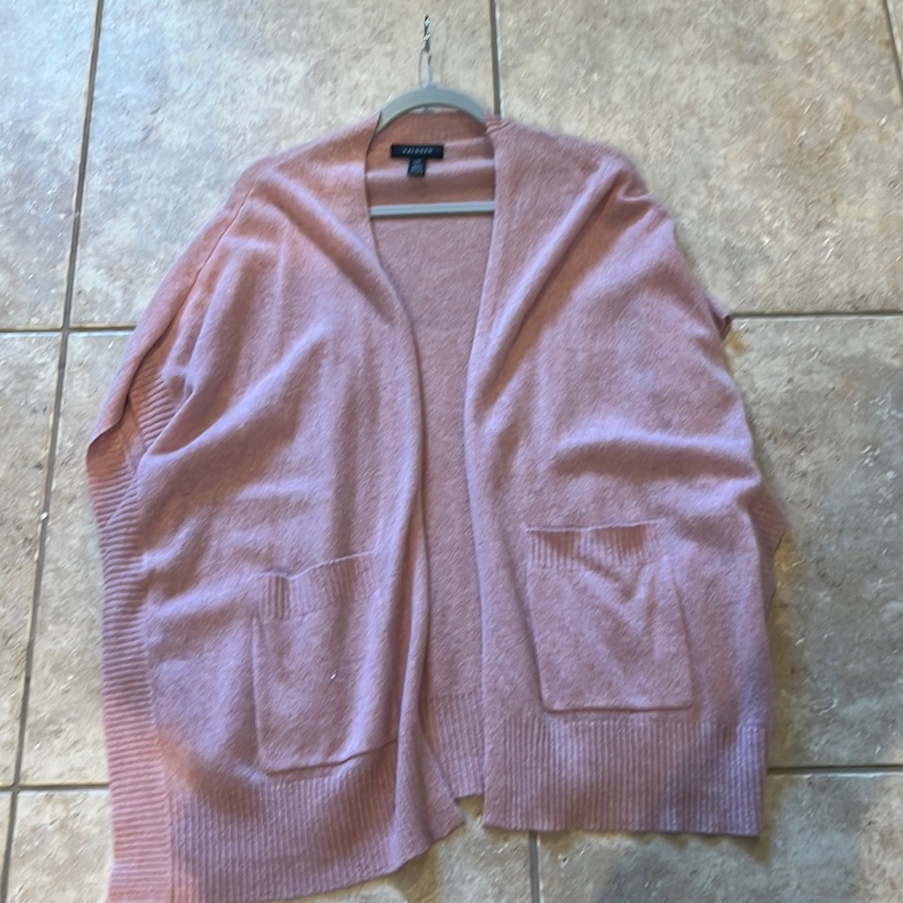 Halogen pink cashmere open poncho/cardigan. OS